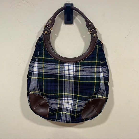 RARE J. McLaughlin Tartan Handbag Vintage Wool /Leather plaid Handbag - Picture 5 of 15